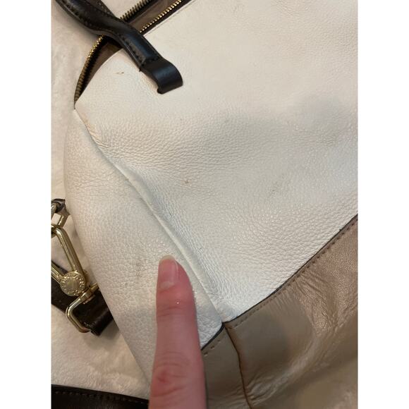 FURLA Women's Embossed Croc Leather Top Handle Satchel Bag Black/White Large - Picture 4 of 10